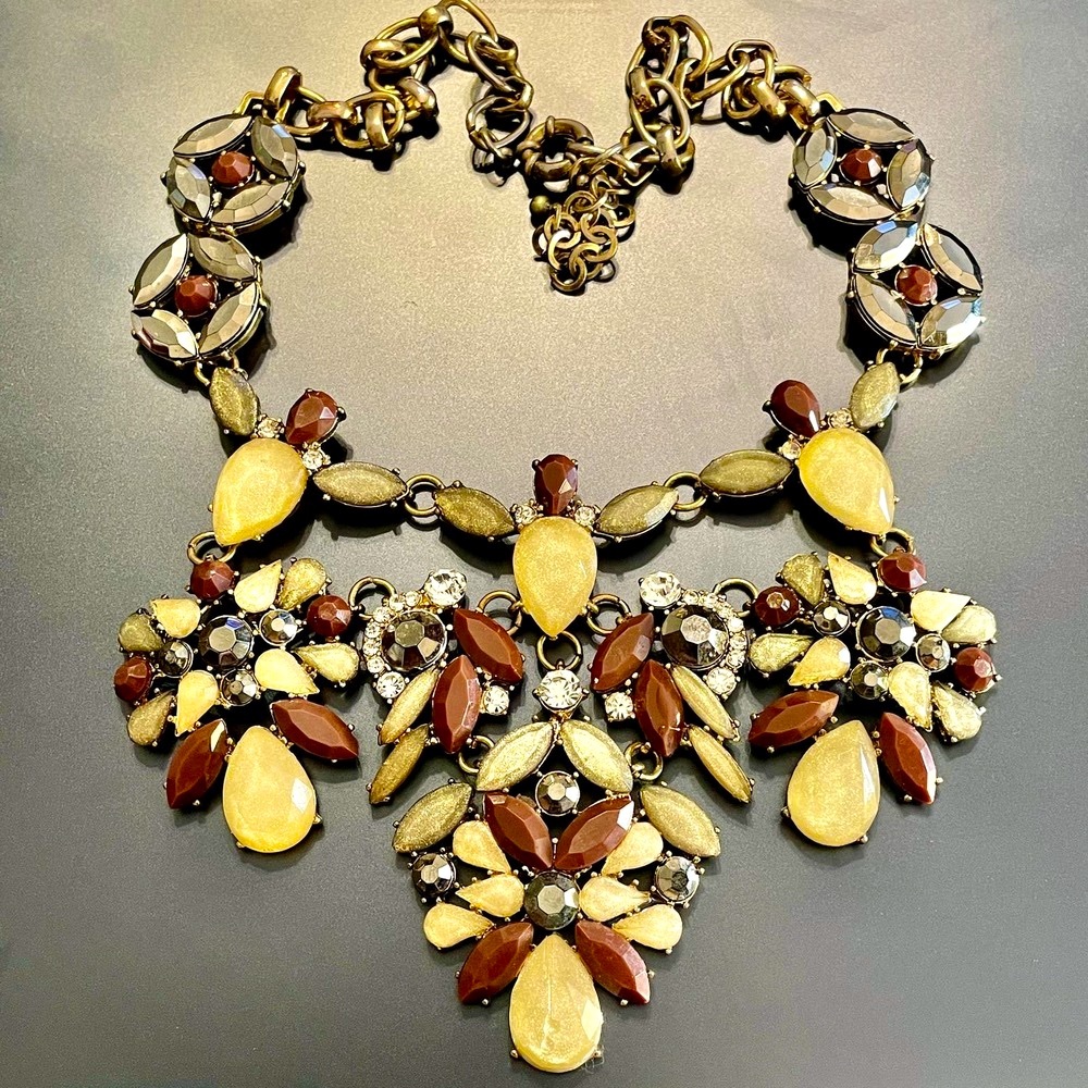 Vintage Colorful Beaded Bib Statement Necklace